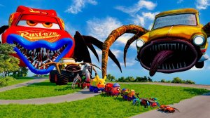 Большие и маленькие машинки сходят с ума вместе с пожирателем автомобилей