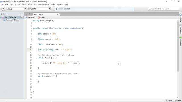 8 - Public Variables in Unity C