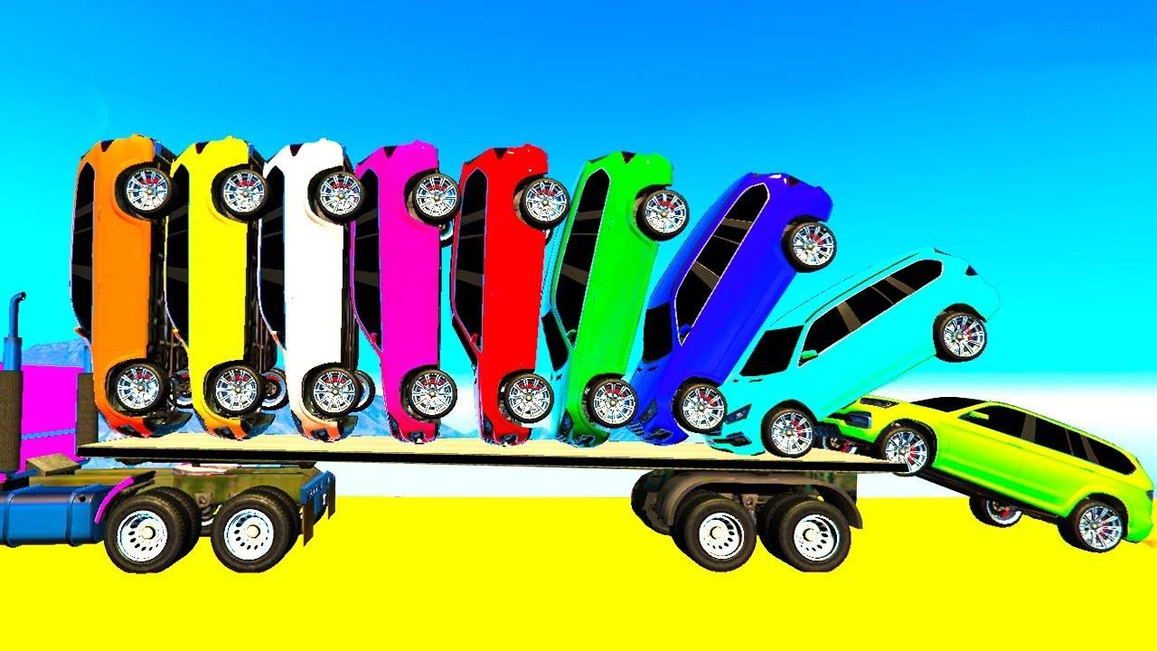 Цветные Спортивные Машинки на Автовоз Супергерои для Детей Мультики про машинки для Малышей и Детей