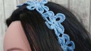 Летняя повязка крючком цветы