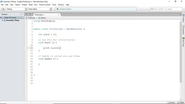 7 - Variables in Unity C
