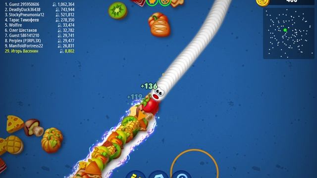 Играл до 17 места в Worms Zone смотреть онлайн