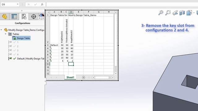 4.03. Modifying Established Design Tables - SOLIDWORKS Become a Certified