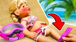 ОЙ-ОЙ! ☀️ Беби Бон обгорела!  Что будет, если не надеть шапочку у бассейна? Пупсы и игры для детей