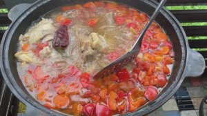 Шурпа в казане на костре 🔥 #шурпа #рецепт