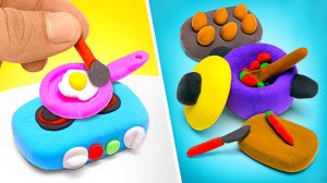 🍳Мини-кухня для кукол из глины — весёлые поделки своими руками! ✨