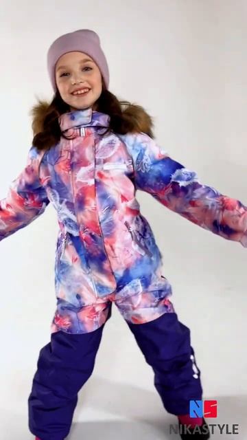 NikaStyle, зимний комбинезон 8з1023 персиковый/черничный смотреть онлайн