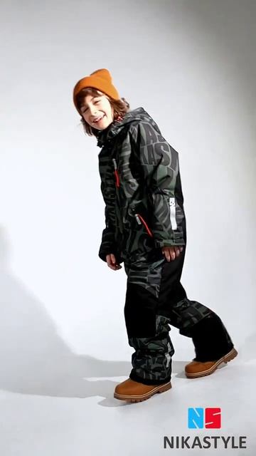 NikaStyle, зимний комбинезон 8з1723 хаки/черный смотреть онлайн