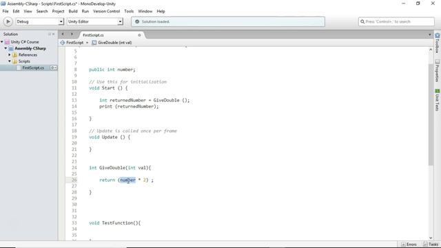 11 - Functions With Return Type & Parameters in Unity