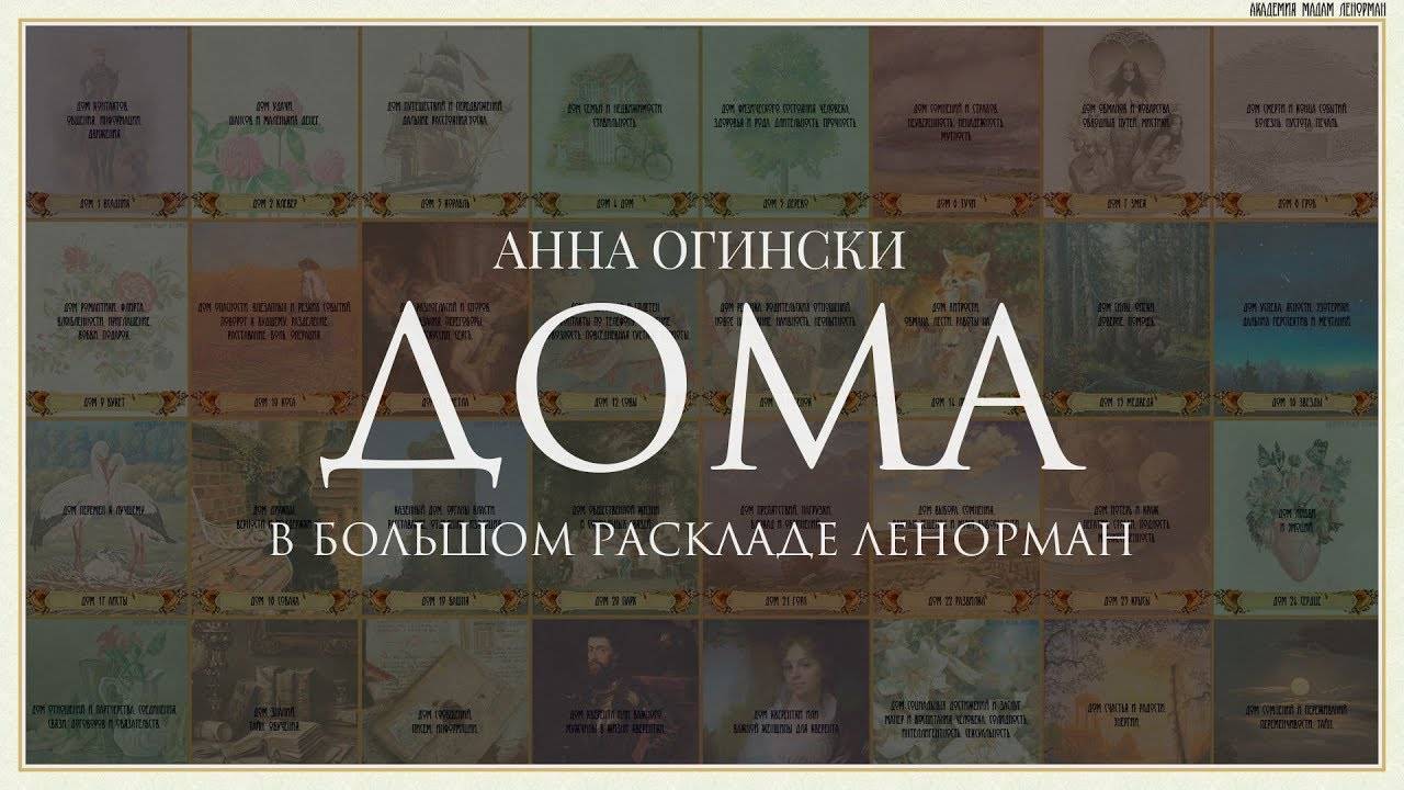 Дома в Большом раскладе Ленорман (БРЛ). Обучение Ленорман. смотреть онлайн