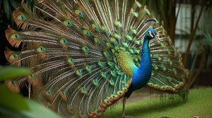 Павлин распускает хвост в живой природе. HD. Оригинальн