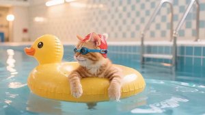 Котики в бассейне