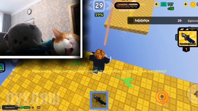 играем в роблокс с ПУШКОМ!!!🙀было интересно))) 😼