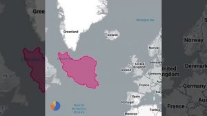 Иран в сравнении с другими странами на карте.