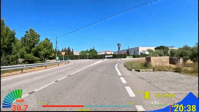 Видео для велотренажёра - Sunshine Indoor Cycling Workout Spain With Mph Display 4K Video