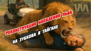 Реконструкция нападения льва на Олега Зубкова в парке львов Тайган