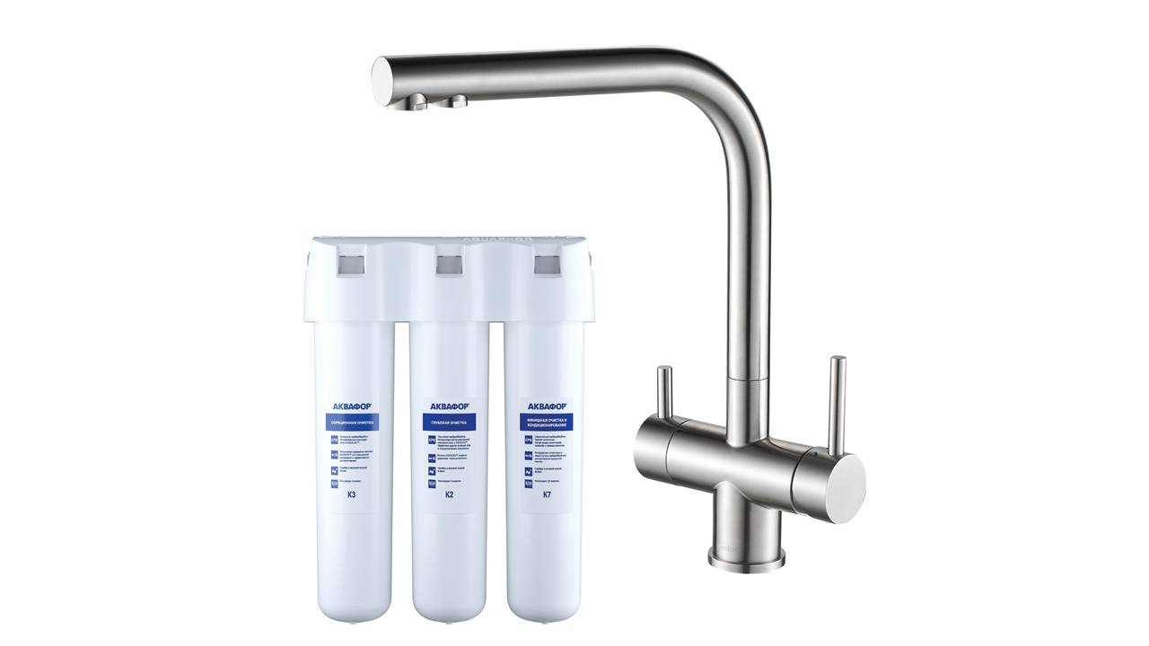 Распаковка смесителя для кухни 2в1 с фильтром Аквафор Кристалл Swedbe Selene Plus К8144К смотреть онлайн