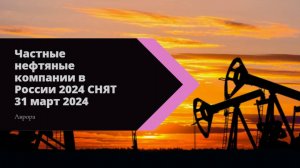 Частные нефтяные компании в России 2024