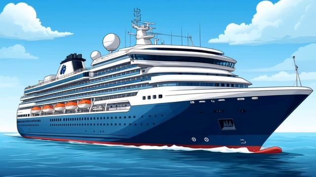 Корабль, теплоход в море / Футаж детский смотреть онлайн