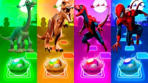 ДОБРЫЙ + ЛЕГО ДИНОЗАВРЫ VS ЧЕЛОВЕК ПАУК ДИНОЗАВРОВ | МУЛЬТФИЛЬМЫ ДИНОЗАВРЫ в Tiles Hop 90 серия