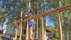 КАК СДЕЛАТЬ ОДНОСКАТНУЮ КРЫШУ. Готовим на мангале Unikit фирменный рецепт. Ставим стропила.