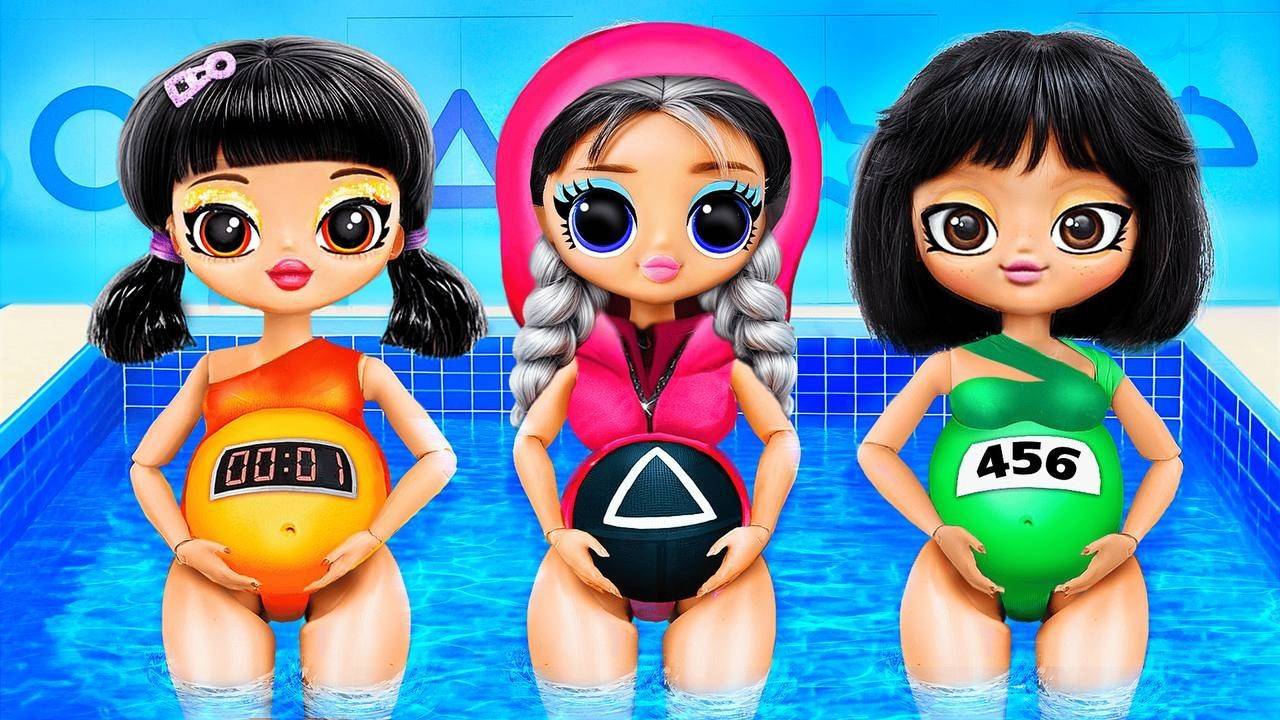 Куклы из Игры Кальмара стали мамочками! Поделки для кукол ЛОЛ ОМГ! смотреть онлайн