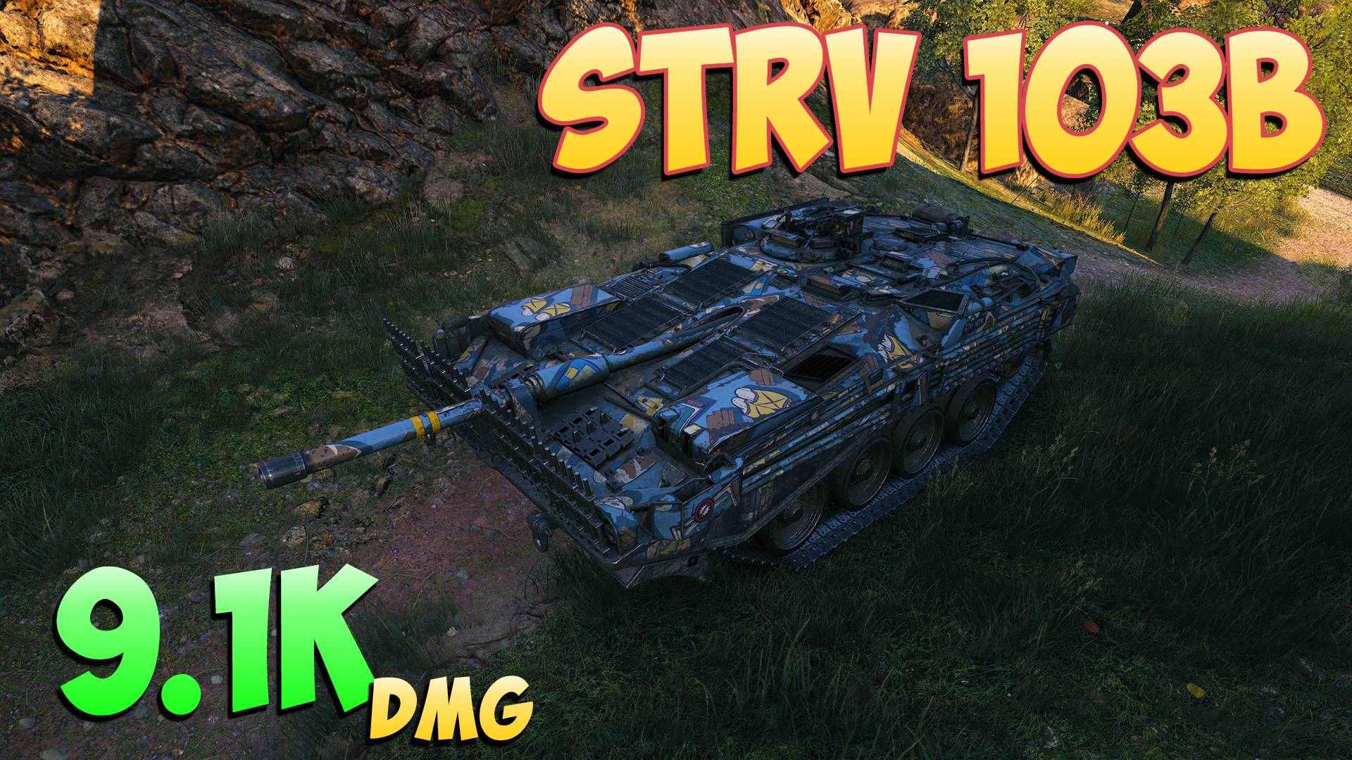 Strv 103B - 4 Фрагов 9.1K Урона - Костлявый! - Мир Танков