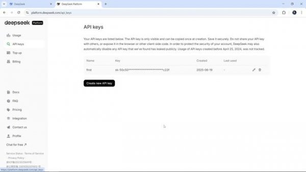 Как получить api токен Deepseek