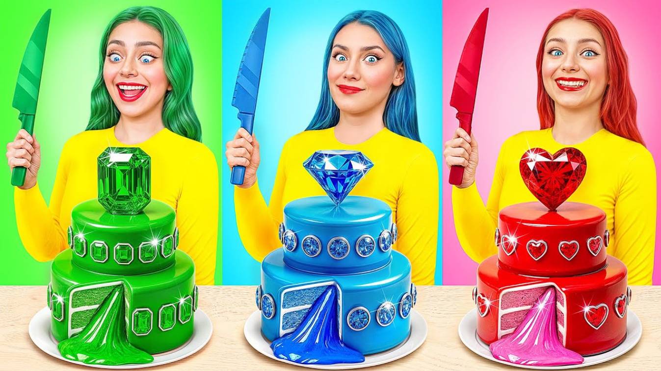Девушка Изумруд, Рубин и Бриллиант Укрась Торт Челлендж | Смешные Cитуации