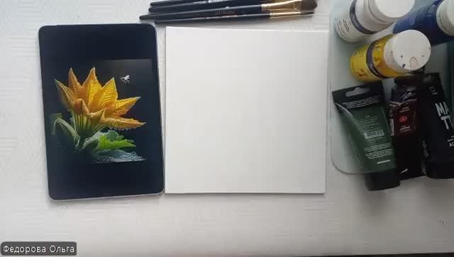 Акрил. Цветущий кабачок