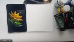 Акрил. Цветущий кабачок