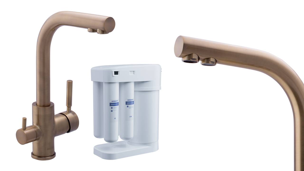 Распаковка смесителя для кухни 2в1 с фильтром Аквафор Морион Swedbe Selene Plus К8147М смотреть онлайн