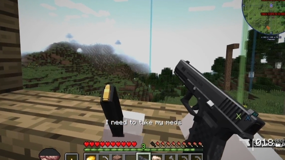 сделал пистолет в майнкрафт-хоррор выживание #3