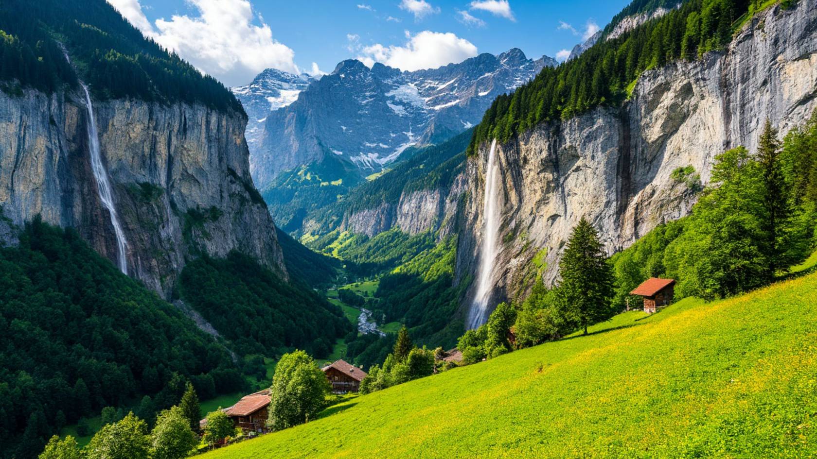 Лаутербруннен: Долина 72 водопадов в Швейцарских Альпах💦 | Пешая экскурсия в сказочной деревне смотреть онлайн