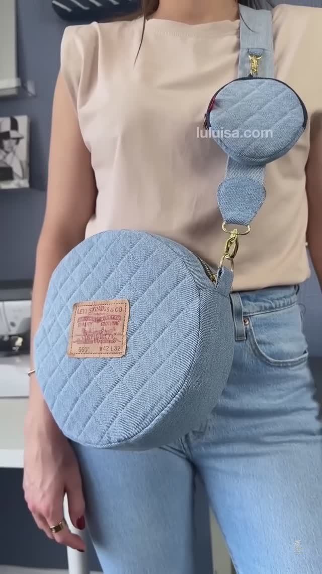 Круглая сумка из джинсов