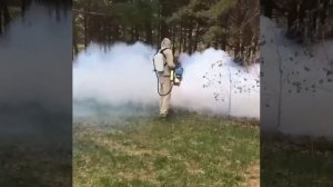 Обработка генератором горячего тумана
Уничтожение клещей и комаров.