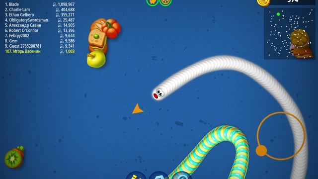 Короткая и жадная битва в Worms Zone смотреть онлайн