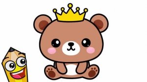 КАК ЛЕГКО НАРИСОВАТЬ ОБАЯТЕЛЬНОГО МЕДВЕДЯ КАВАЙИ С КОРОНОЙ 🧸