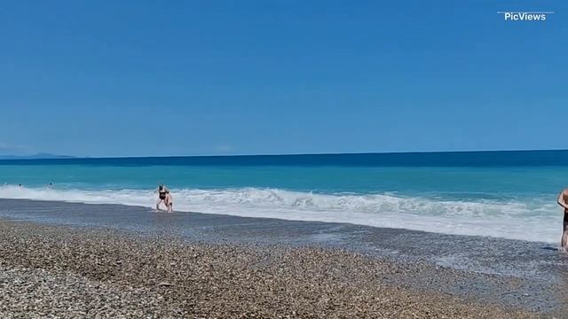 Абхазия Пицунда пляж Золотые пески сегодня 27 июня 2025. Посёлок Цитрусовый погода сейчас, море смотреть онлайн