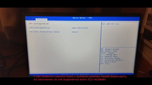 Биос ноутбука с процессором AMD Ryzen 7 5825U со встроенной видеокартой AMD Radeon Vega 8