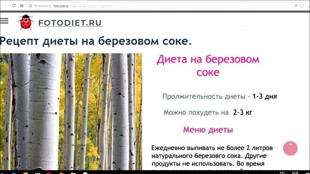 Диета на березовом соке. Калорийность березового сока. смотреть онлайн