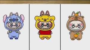 Рисуем Лабубу с милым мультяшным персонажем Рисунок Лабубу с милым мультяшным персонажем