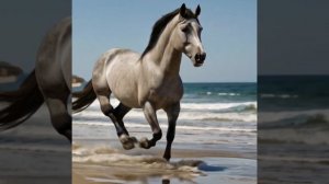 Красивая Лошадь бежит на берегу моря | Создано с помощью редактора ИИ | В кадре нет настоящей лошади