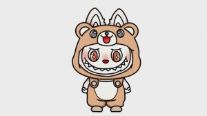 Как легко нарисовать Лабубу с плюшевым мишкой