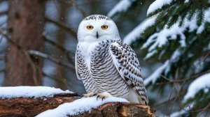 Звук снежной совы в лесу