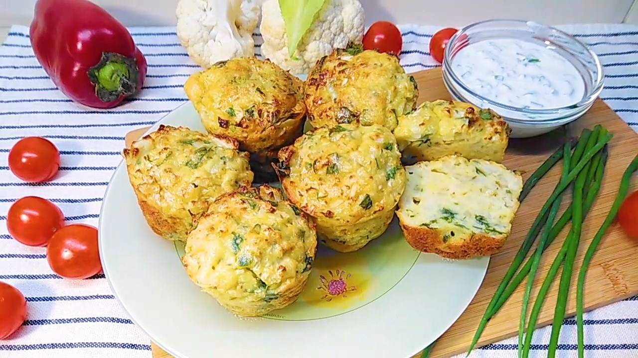 КЕКСЫ из цветной капусты, правильное питание. смотреть онлайн