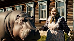 Бабушка и бегемот нейросеть смешное видео про бабулю и бегемота