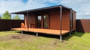 Баня с верандой Дачный домик Люкс вагончик бытовка блок контейнер металлический 8 метровый