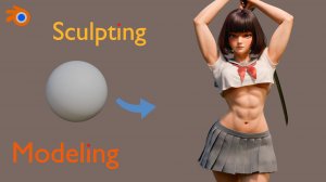 Создание 3d модели школьница с мечом в Blender.