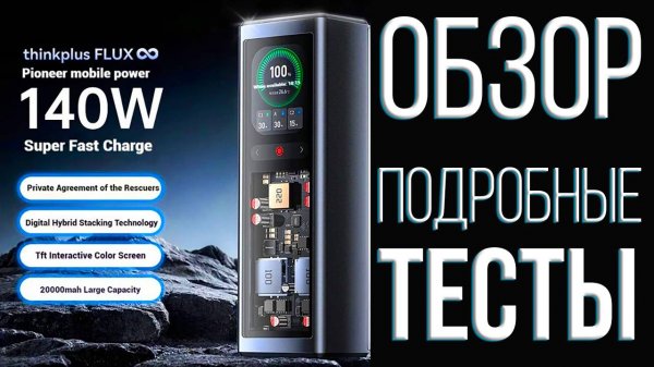 Powerbank Lenovo Thinkpad FLUXO 140W - подробный обзор и тесты мощного 7 Ампер аккумулятора